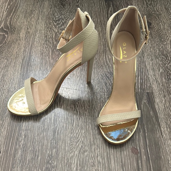 Glaze Shoes - Glaze Women's Gold and Tan Heels